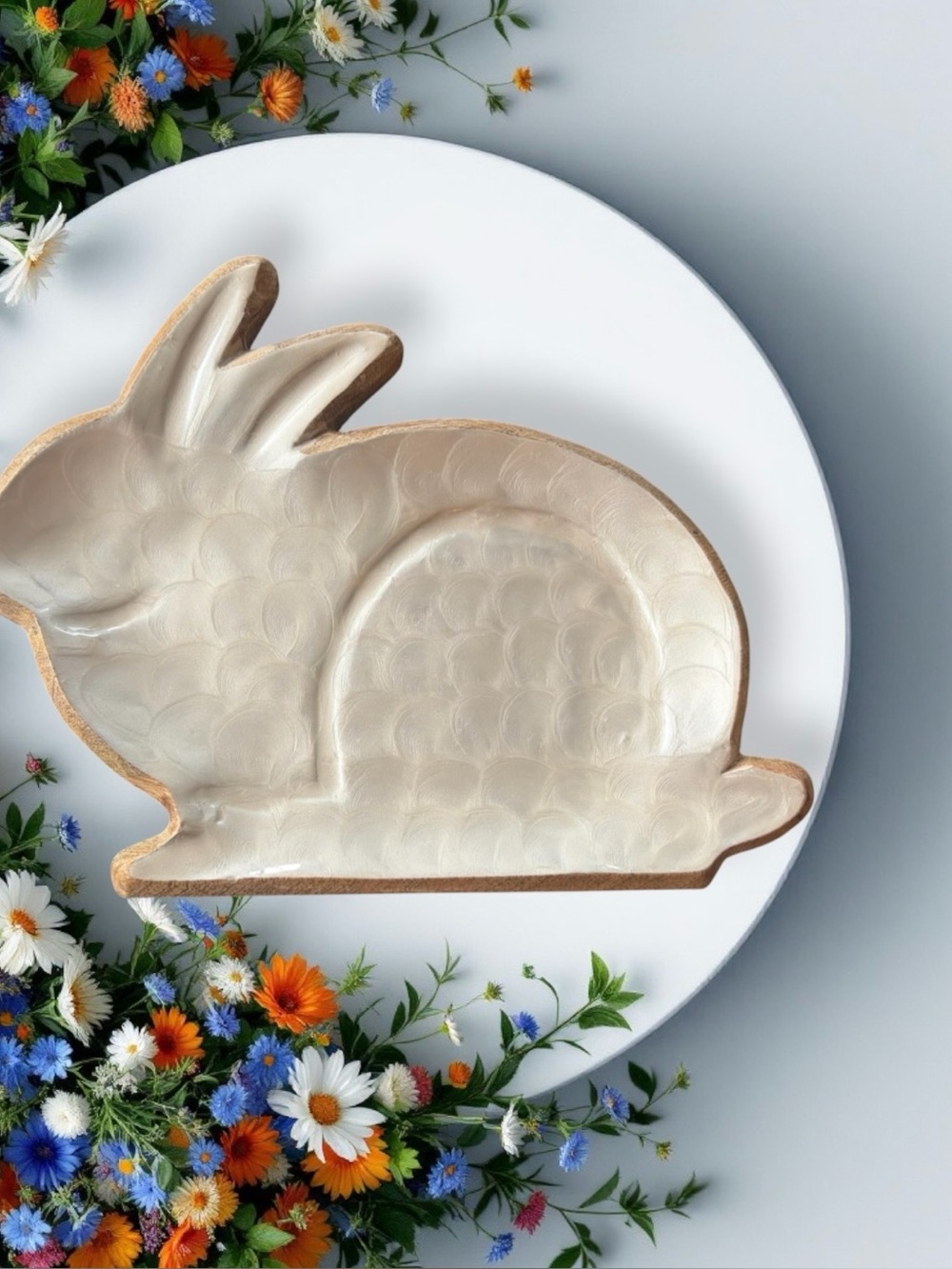 Hand Crafted Bunny Tray by Two's Company